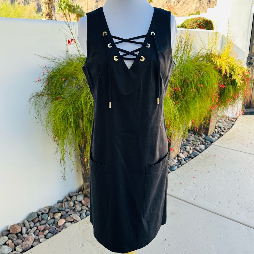 Calvin Klein Black Lace-Up Dress
